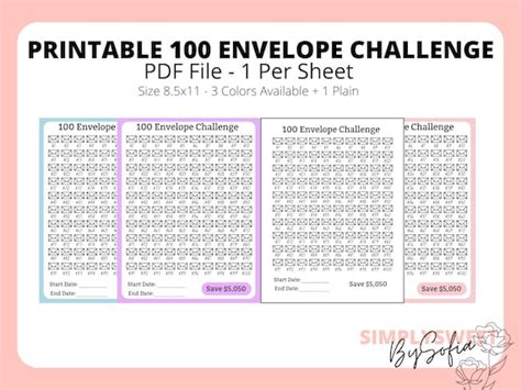 printable  envelope challenge bundle savings challenge etsy