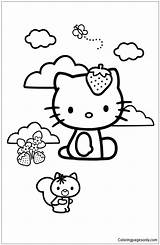 Kitty Hello Pages Coloring Coloringpagesonly Loves Strawberries Color Colouring Christmas Printable sketch template