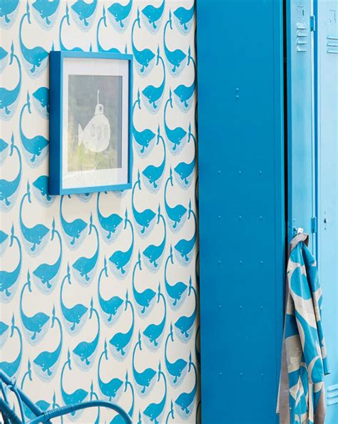 wallpaper moby dick cream capri blue wallpaper from the 70s