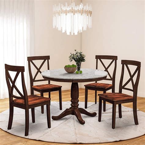 veryke  pieces dining table sets elegant solid wood  table