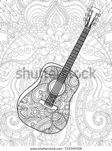 guitar coloring book page stock vector royalty