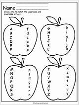 Lowercase Letters Match Uppercase Preschool Tracing Draw Madebyteachers Apples Lengua sketch template
