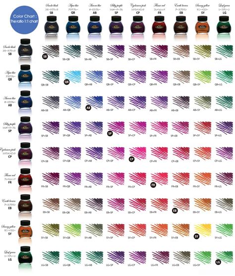 color chart platinum pen usa