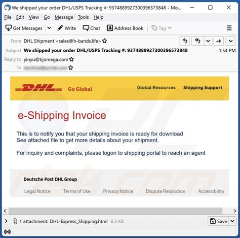 dhl  shipping invoice email scam removal  recovery steps