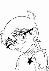 Conan Coloring Detective Pages Line Edogawa Aoyama Goushou Yande Zerochan Re Meitantei Cartoon Monochrome Megane Male Shinichi Kudou Options Edit sketch template
