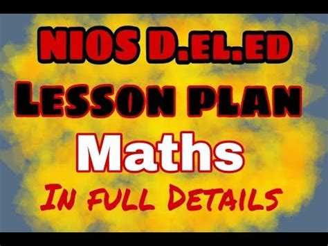 nios deled maths lesson plan youtube