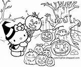 Halloween Kitty Hello Coloring Pages Printable Graveyard Color Drawing Kids Simple Print Draw Drawings Cute Easy Old Jack Clipart Printout sketch template