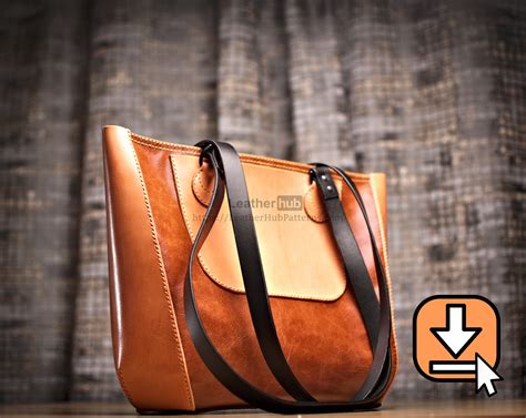 leather tote bag pattern  template  video tutorial  hand crafting