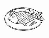 Fish Plate Coloring Pages Plato Colorear Pescado Meat Dibujos Pintar Coloringcrew Food Book Template sketch template