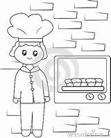 Coloring Chef Cupcakes Baking Useful Book Kids Illustration Stock sketch template