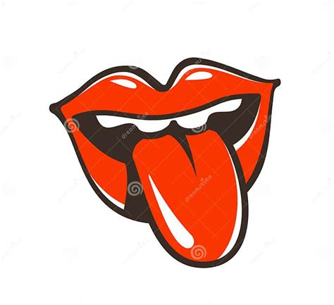 Lips Mouth Protruding Tongue Symbol Or Icon Seduction Kiss Erotic