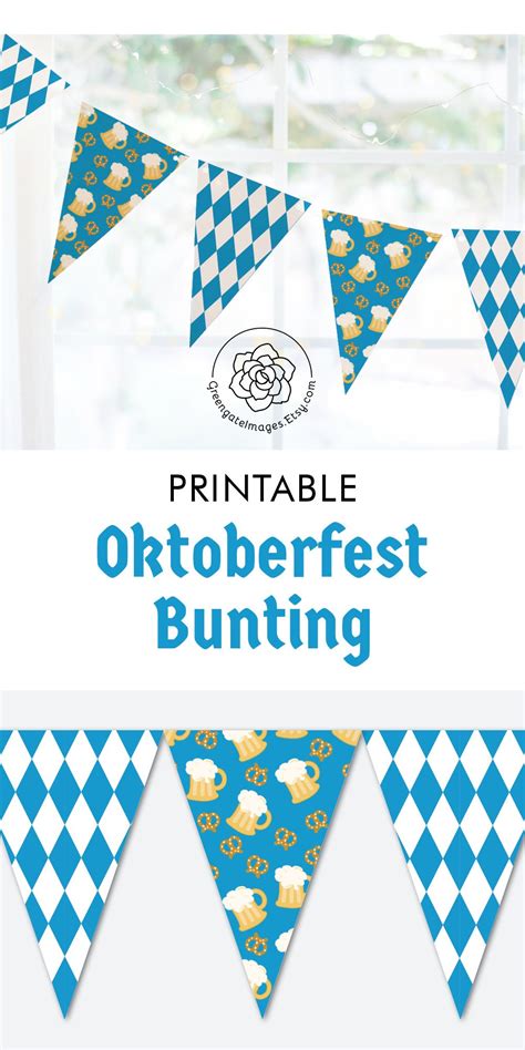oktoberfest bunting printable bavarian flag banner beer  pretzels