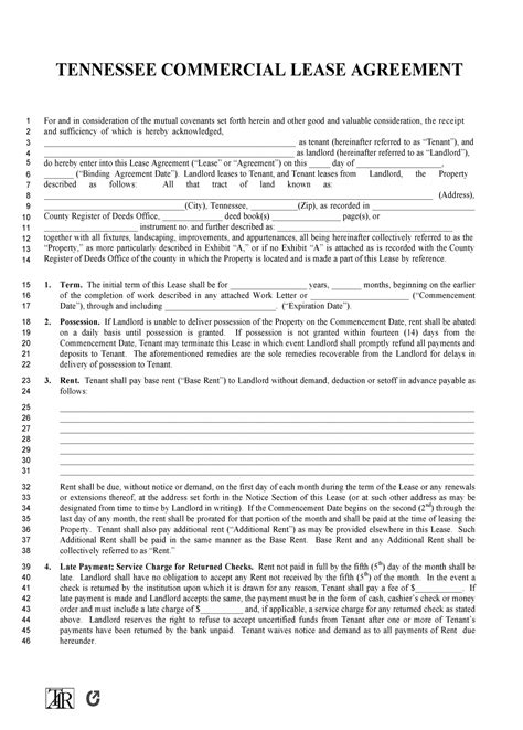 tennessee lease agreement templates