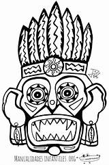 Mayan Mask Mascaras Mayas Cultura Máscara Masque Coloriage Indigenas Aztec Carnaval Mayans Aztecas Kimeltuwe sketch template