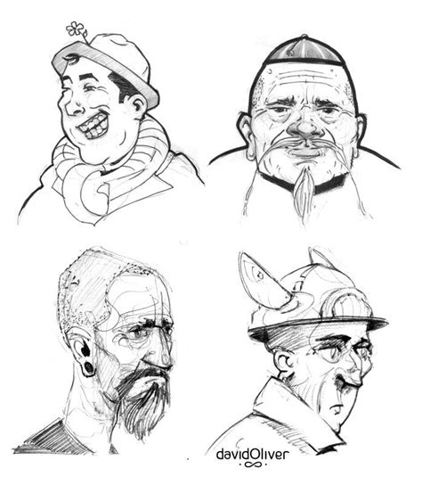 sketches  men  hats  beards