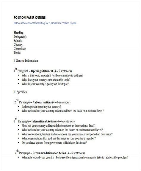 position paper sample outline imagesee