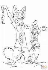 Zootopia Coloring Pages Nick Judy Hopps Wilde Kids Colouring Characters Color Drawing Disney Cartoon sketch template