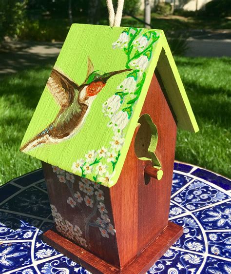 hummingbird birdhouse  flyingmonkeysdesign  etsy bird house bird houses birds