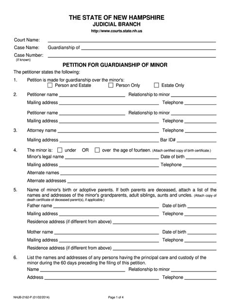 State Of New Hampshire Applying For Guardianship Fill Online