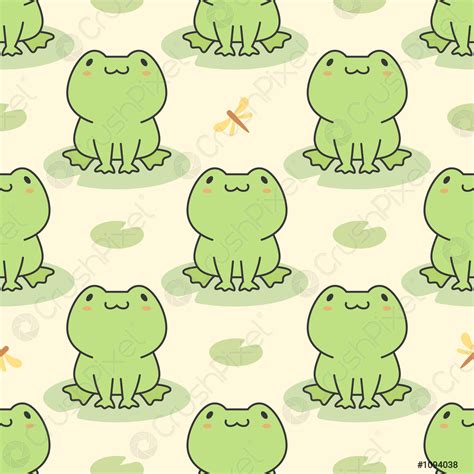 cute frog seamless pattern background stock vector  crushpixel
