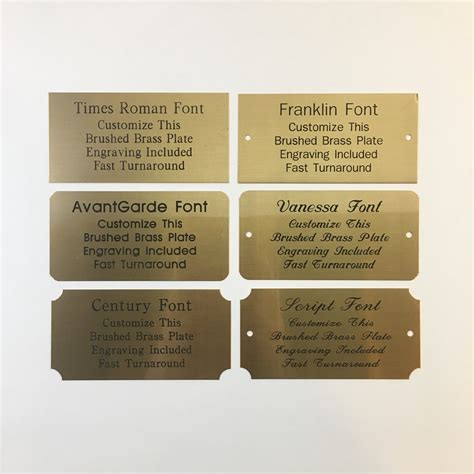 engraved brushed brass plate black etched letters eastwood