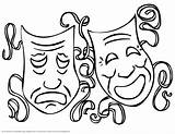 Coloring Pages Mask Gras Mardi Broadway Theatre Masks Printable Drama Clip Template Musical Comedy Greek Tragedy Clipart Sheets Cliparts Circus sketch template
