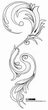 Flourish Tattoo Vertical Ornamental Designs Drawing Embroidery Swirls Doodles Acanthus Tattoos Clip Vector Choose Board Stencils sketch template