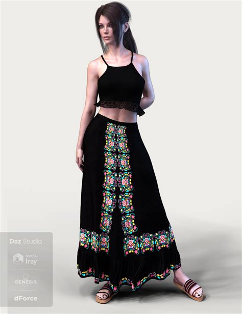 dforce x fashion boho chic outfit 04 for genesis 8 female s daz 3d