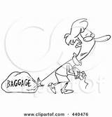Cartoon Pulling Outline Woman Heavy Baggage Royalty Toonaday Illustration Rf Clip Clipart Man Carrying Suitcase Big Ron Leishman Clipartof sketch template