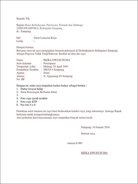 contoh surat lamaran  dinas kearsipan surat lamaran kerja