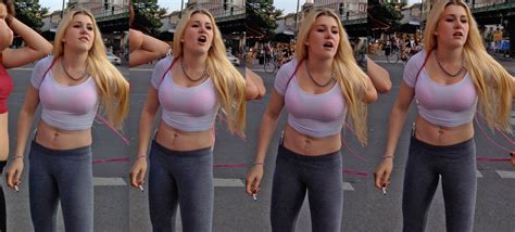 hot blonde with see thru top and leggings photos creepshots