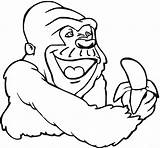 Gorilla Gorila Gorille Monkey Banane Singe Comiendo Iluminar Bana Cliparts Mange Coloriages Gorilas Chimpanzee Dragonfly Scribblefun Chango Draw Kleurplaten Attrayant sketch template