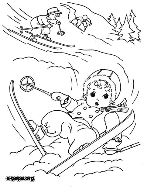kolorowanki dla dzieci na nartach