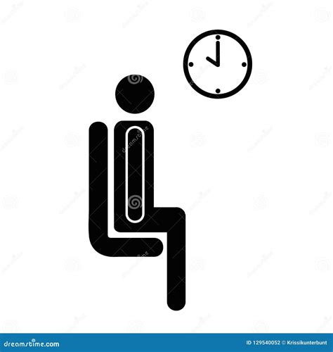 waiting icon pictogram  man  clock stock vector illustration  icon communication