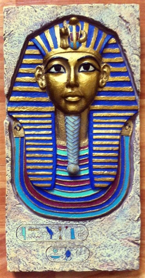 Hand Painted Stone King Tut Mask Ancient Egyptian Wall