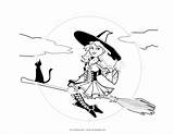 Witch Coloring Halloween Pages Witches Cute Drawing Broom Scary Colour Getdrawings Dance Owl Popular Detailed Mycoloringland sketch template
