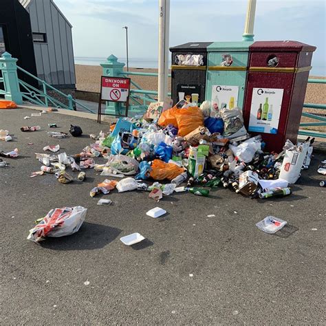 record breaking amount  rubbish left  brighton  hove beaches yesterday brighton