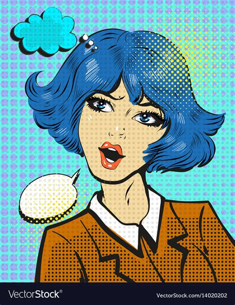 Business Woman Surprised Pop Art Comic Style Vector Image