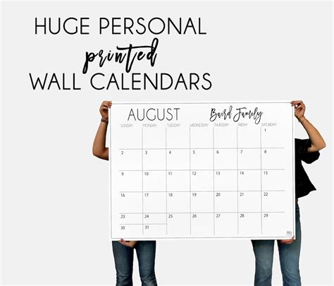 huge monthly printed personalized wall calendars    etsy