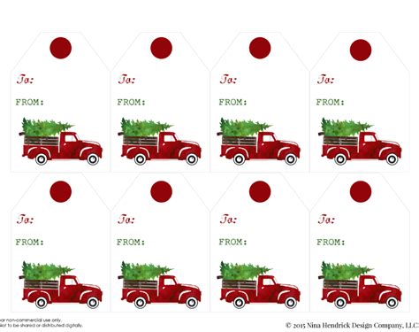 red christmas truck gift tags nina hendrick design  christmas