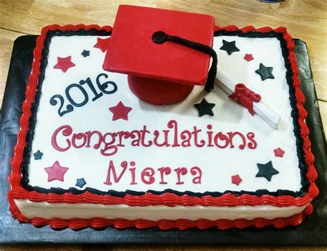 red and black graduation cake with edible grad cap graduation party