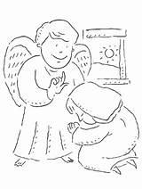 Mary Coloring Angel Pages Annunciation Joseph Gabriel Story Kids Visits Bible Children Sunday School Christmas Angels Colouring Preschool Visit Sheets sketch template