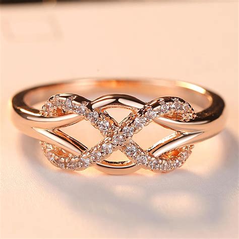 copper wave rings  women fashion infinity design rose gold wave
