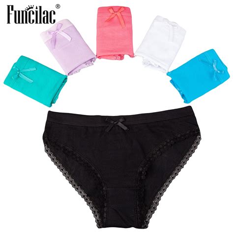 funcilac sexy lace panties woman cotton briefs girls bow underpants low