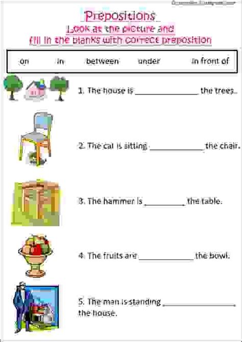 english grammar worksheet  pictures  practice preposition ideal