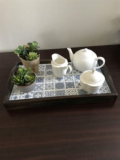 wooden serving traymosaic tile coffee table trayhandmade etsy