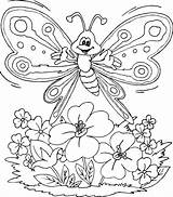 Butterfly Coloring Flowers Pages Over Printable Butterflies sketch template