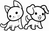 Coloring Pages Animal Cat Dog Cute Kids sketch template