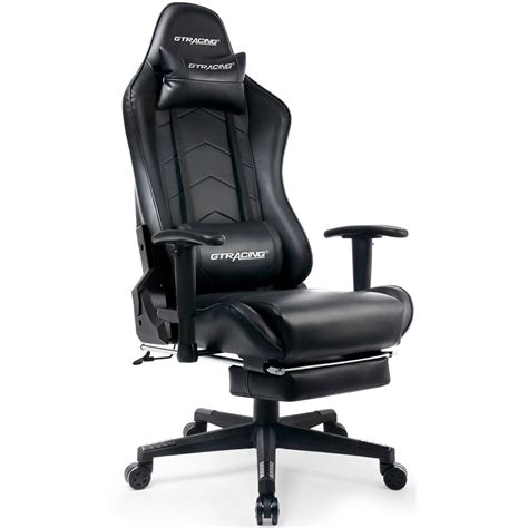 gtracing gaming chair  footrest ergonomic reclining leather chair black walmartcom
