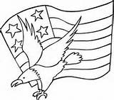 Coloring July 4th Independence Pages Eagle Flag Bald National American sketch template